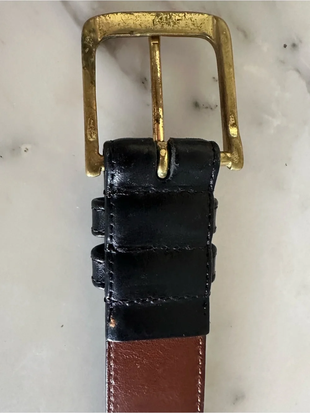Vintage Coach Black Leather Belt with Gold Buckle